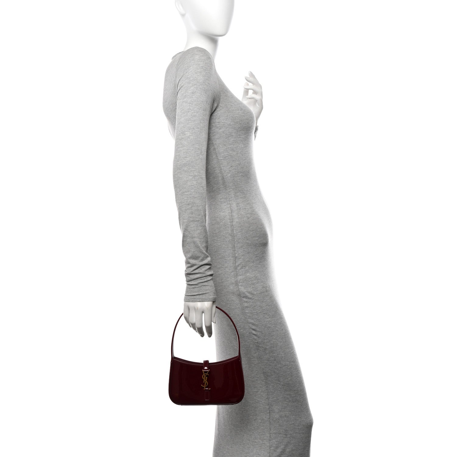 Saint Laurent Patent Calfskin Le 5 A 7 Mini Hobo Red Grenat 2 of 11