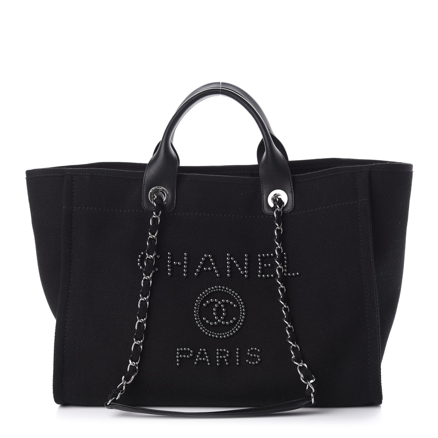 Canvas Pearl Medium Deauville Tote Black