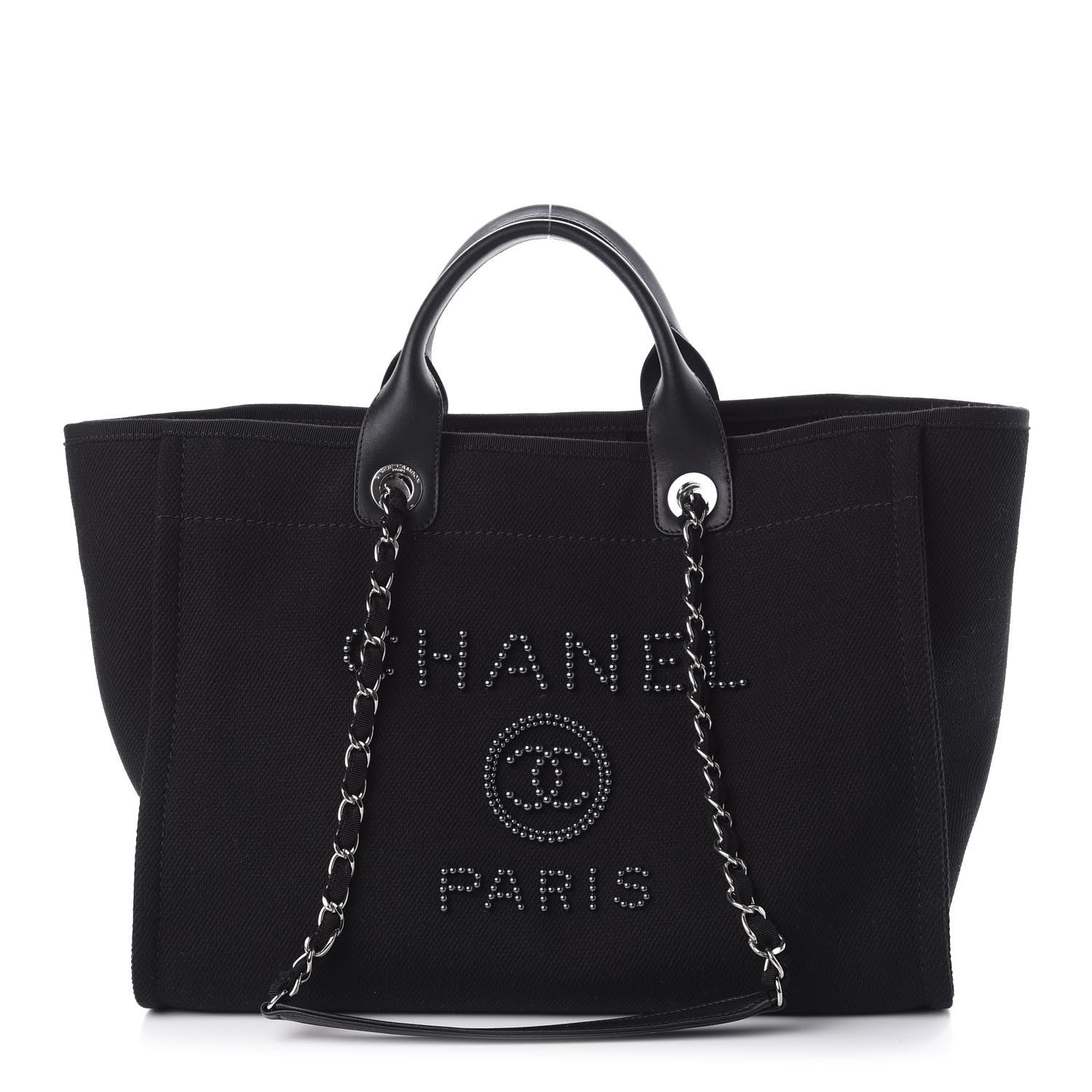 Chanel Canvas Pearl Medium Deauville Tote Black 1 of 10