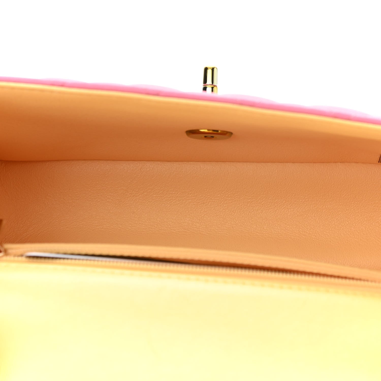Chanel Lambskin Quilted Mini Rectangular Flap Pink Yellow 5 of 11