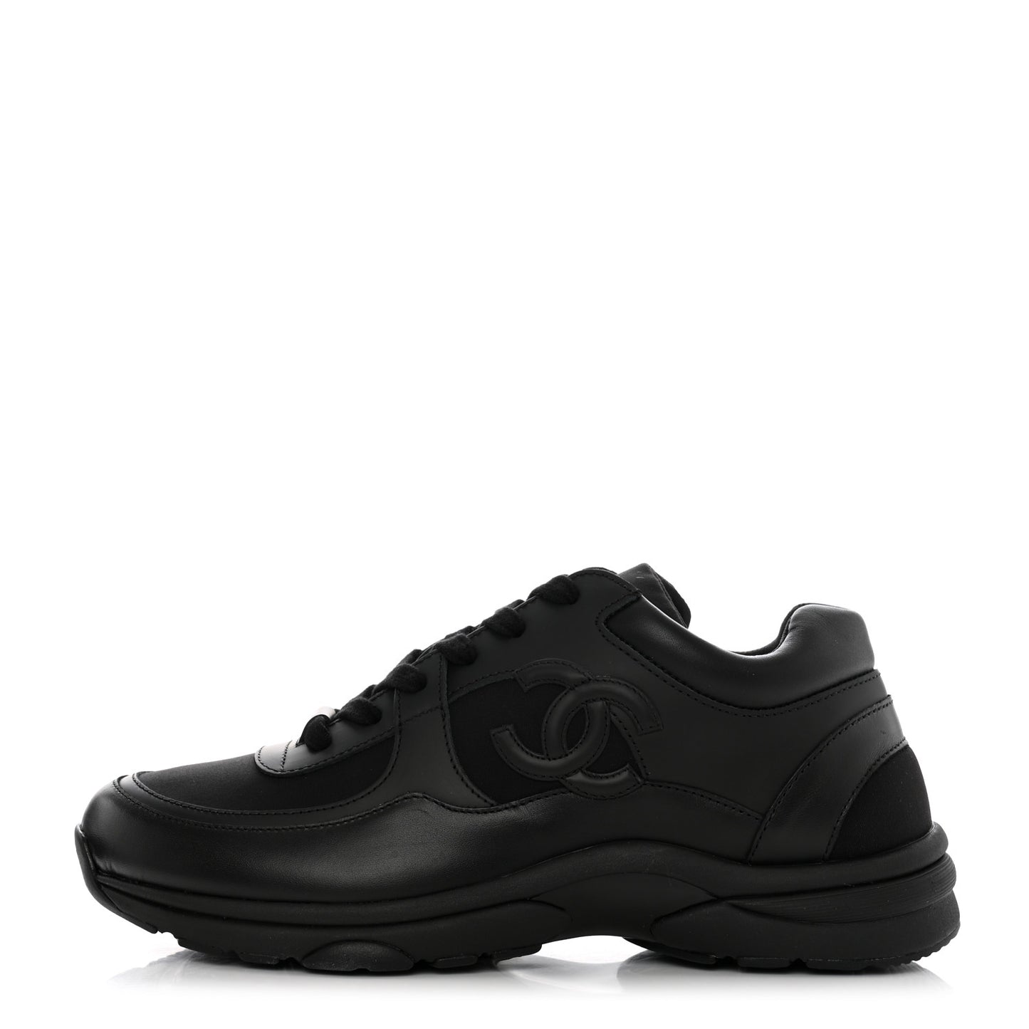 Fabric Calfskin Suede CC Sneakers 40 Black