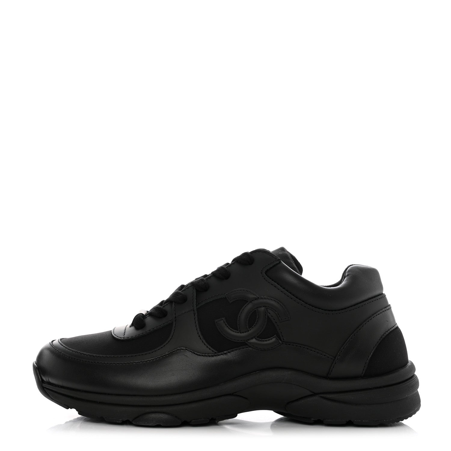 Chanel Fabric Calfskin Suede CC Sneakers 40 Black 1 of 8