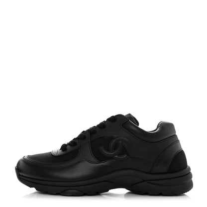 Chanel Fabric Calfskin Suede CC Sneakers 40 Black 1 of 8