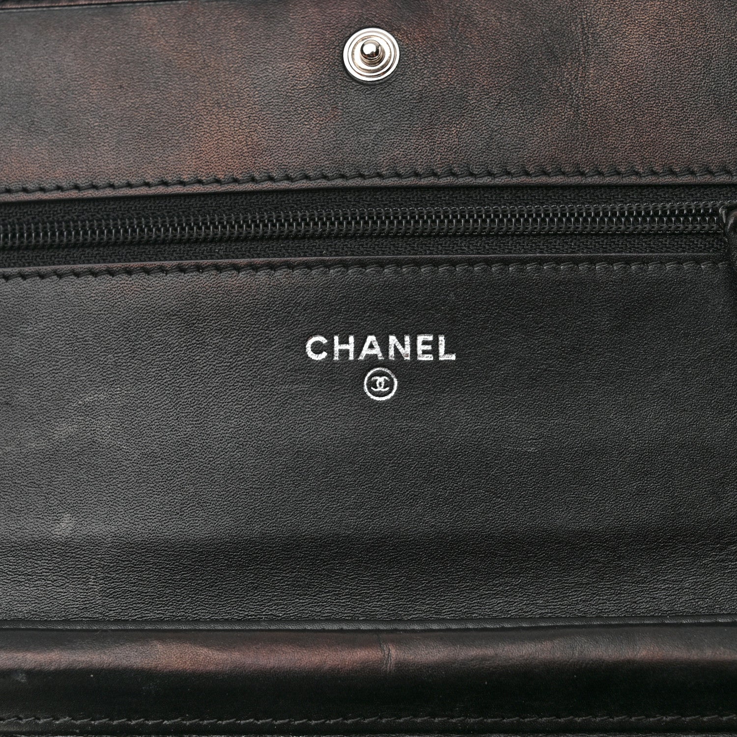 Chanel Calfskin Quilted Cambon Wallet on Chain WOC Black White 9 of 14