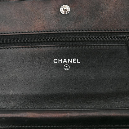 Chanel Calfskin Quilted Cambon Wallet on Chain WOC Black White 9 of 14