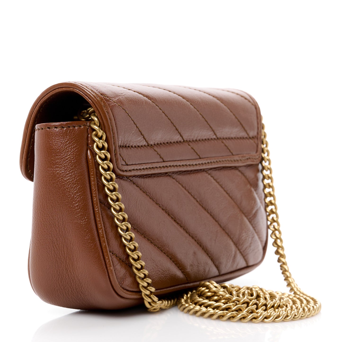 Azalea Calfskin Matelasse Diagonal Super Mini GG Marmont Shoulder Bag Cuir