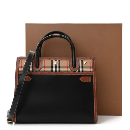 Burberry Calfskin Vintage Check Small Two Handle Title Bag Black 11 of 11