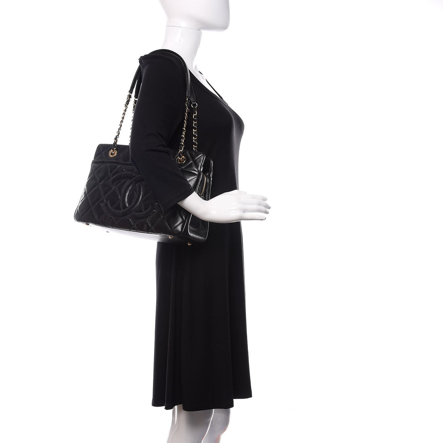Caviar Quilted Timeless CC Soft Tote Black