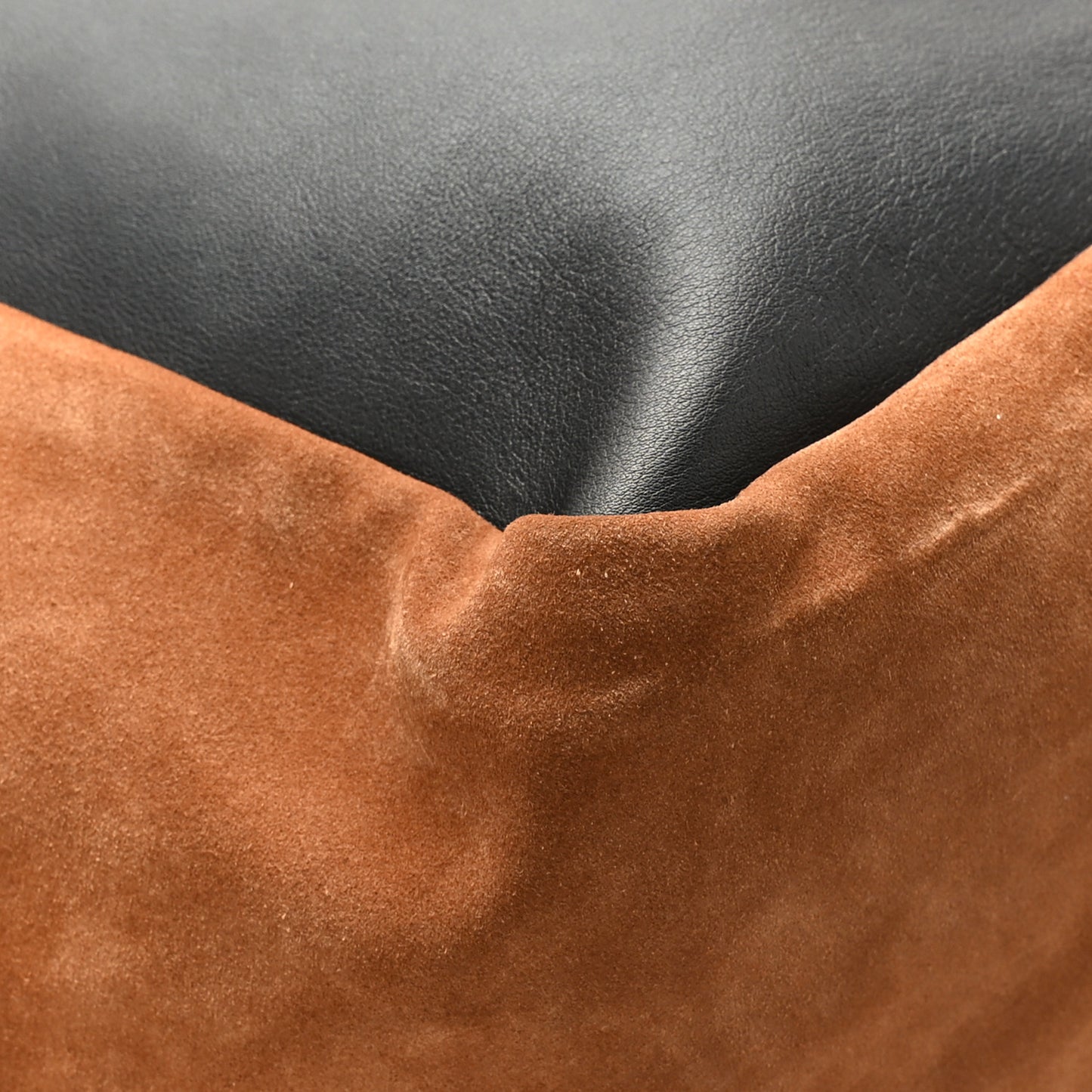 Smooth Calfskin Suede Shopping Tote Black Brown
