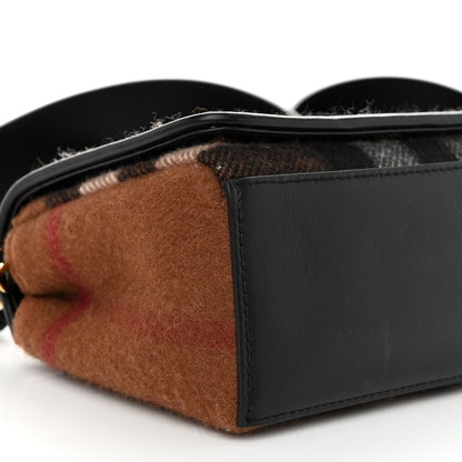 Burberry Cashmere Hackberry Check Note Medium Crossbody Bag Brown 8 of 9