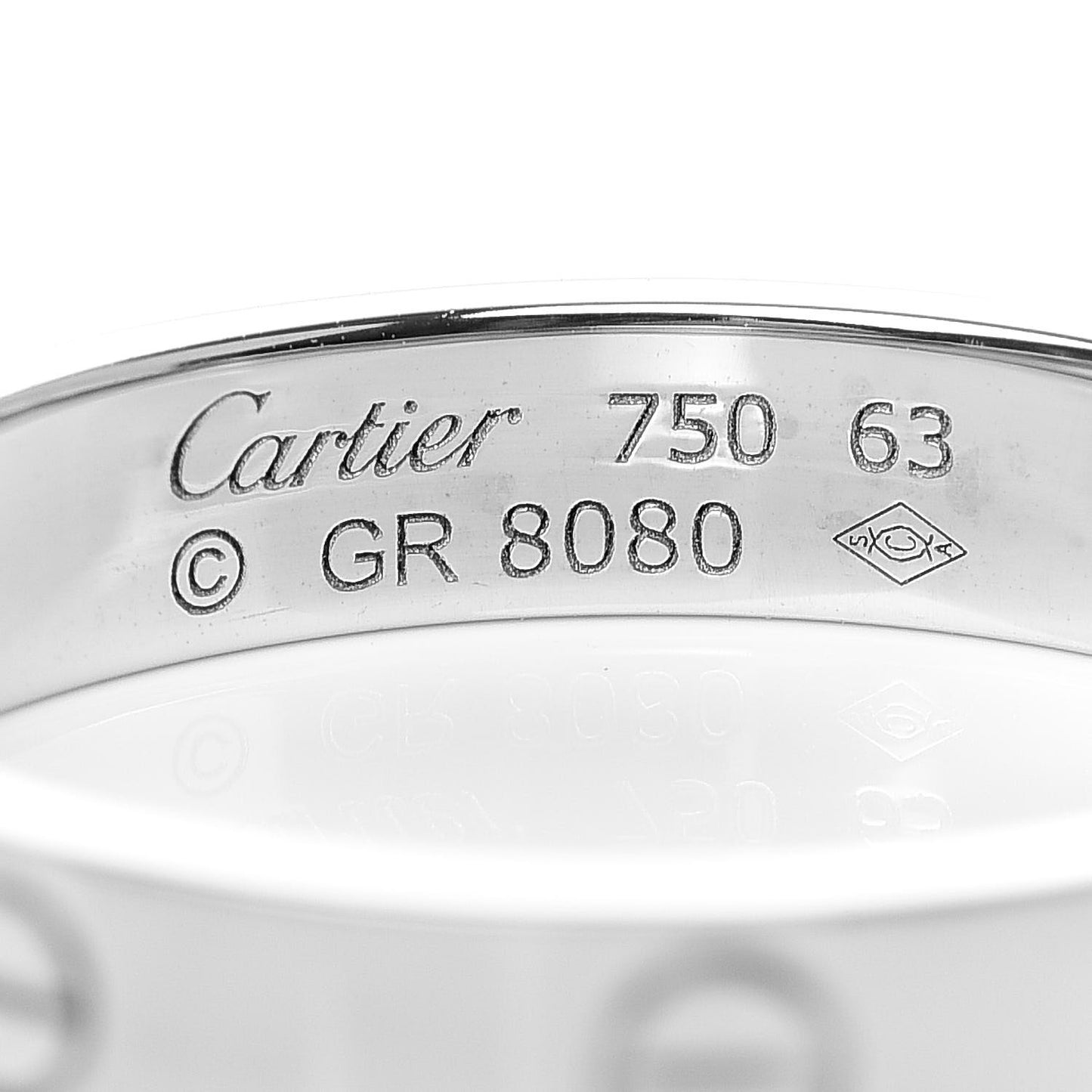 18K White Gold 4mm LOVE Wedding Band Ring 63 10.5
