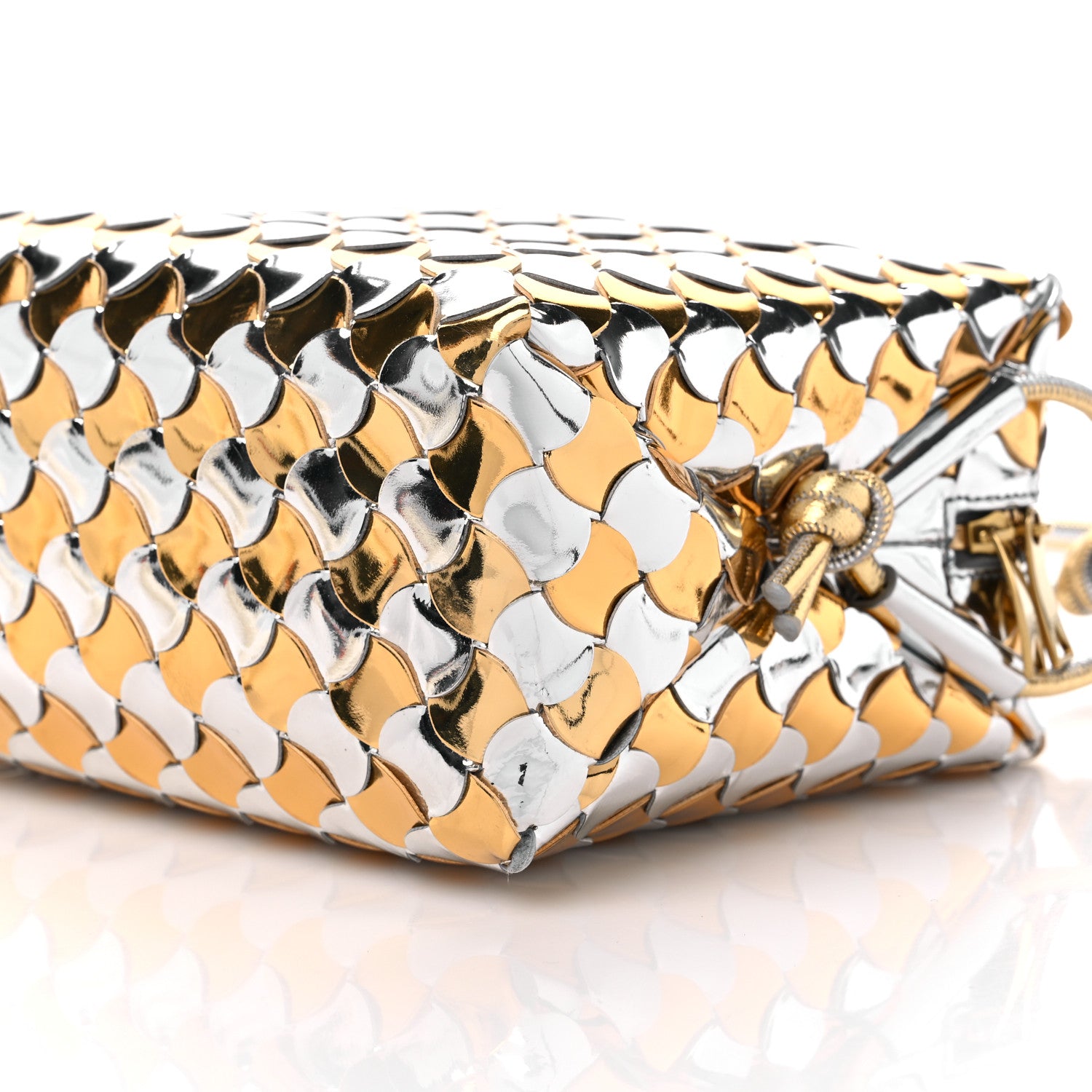 Bottega Veneta Metallic Lambskin Intrecciato Knot Small Loop