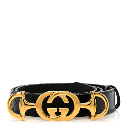 Gucci Calfskin Trapuntata Zumi 30mm Belt 85 34 Black 1 of 3