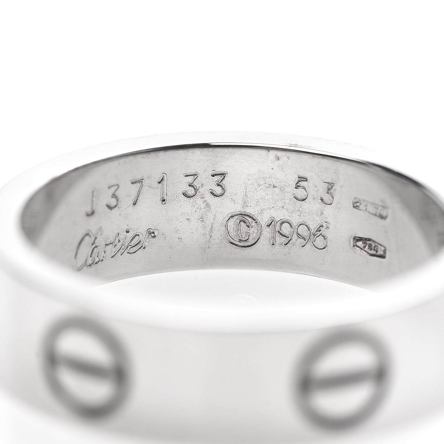 18K White Gold 5.5mm LOVE Ring 53 6.25