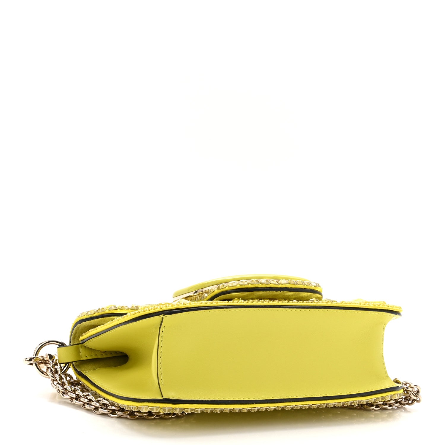Valentino Garavani Crystal Nappa Enamel Vlogo Small Loco Shoulder Bag Lemon Cedar 4 of 9