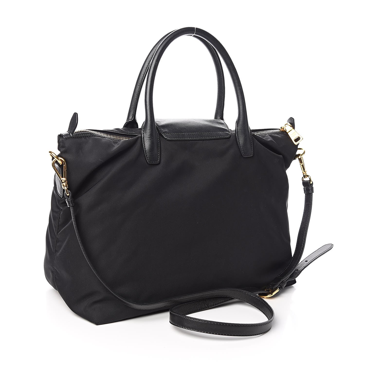 Prada Tessuto Nylon Saffiano Tote Black 3 of 11