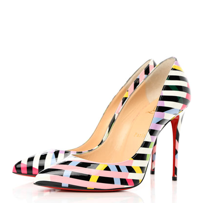 Christian Louboutin Patent Cinestripes Pigalle Follies 100 Pumps 38.5 Multi 6 of 16