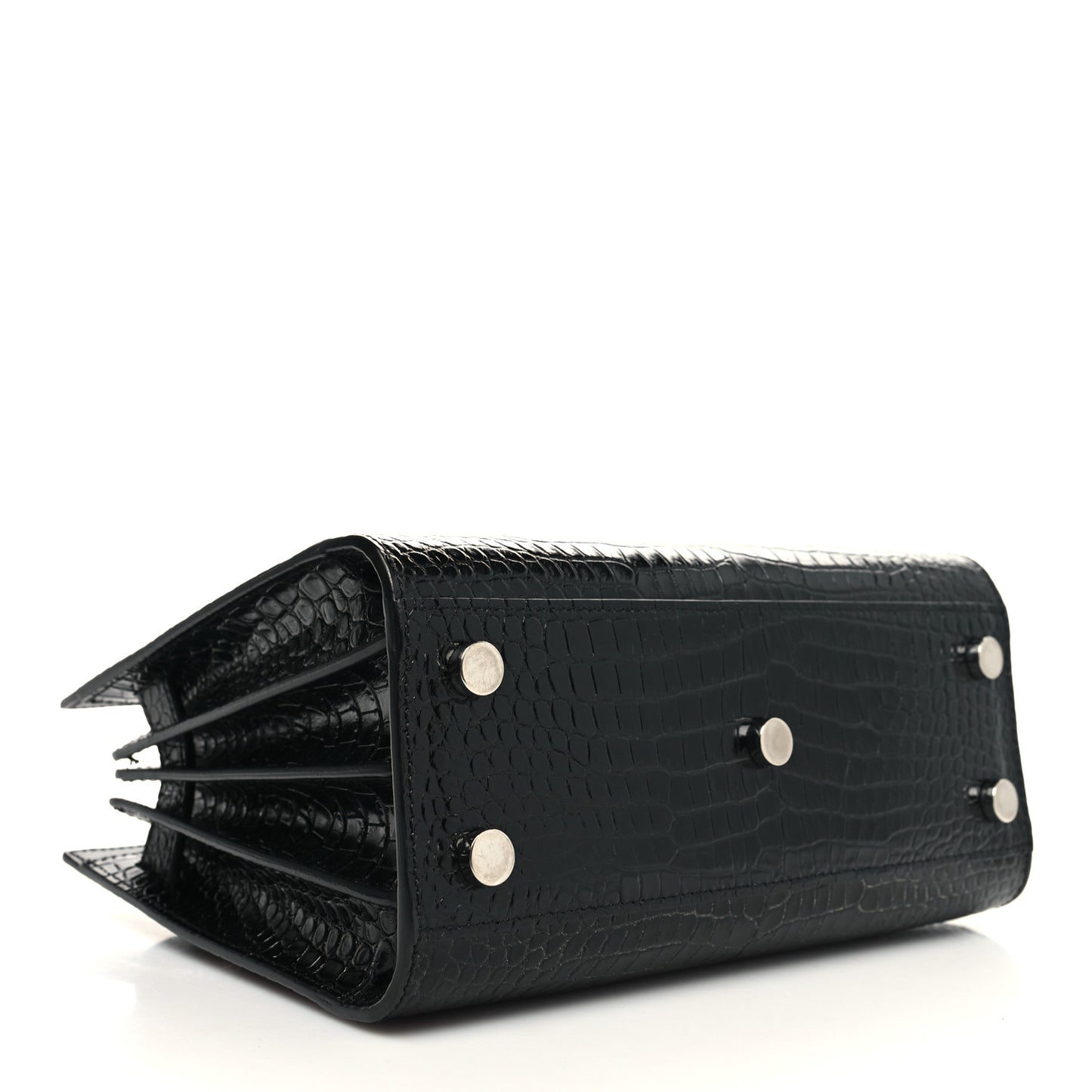 Calfskin Crocodile Embossed Nano Sac De Jour Black