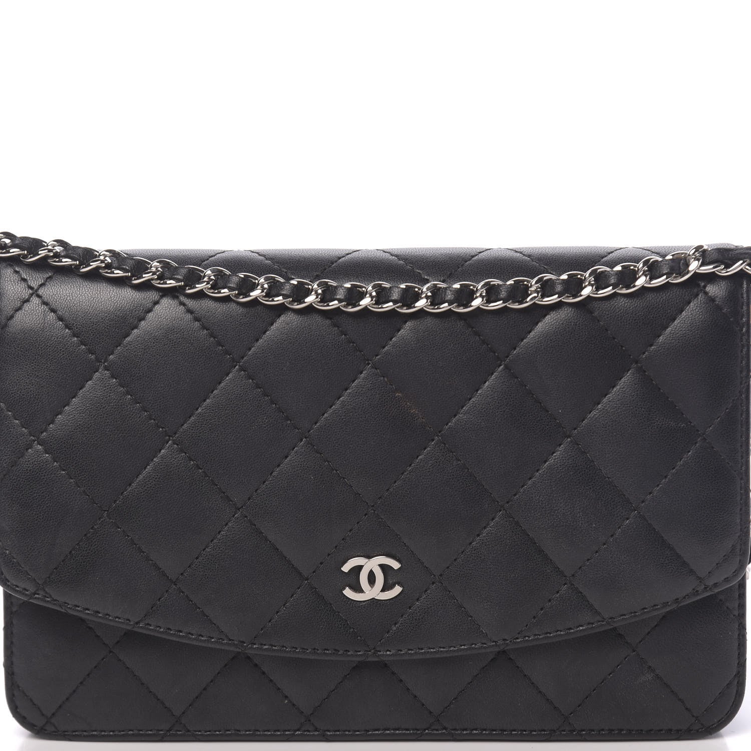 Chanel Lambskin Quilted Wallet On Chain WOC Black 10 of 12