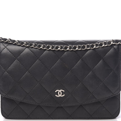 Chanel Lambskin Quilted Wallet On Chain WOC Black 10 of 12