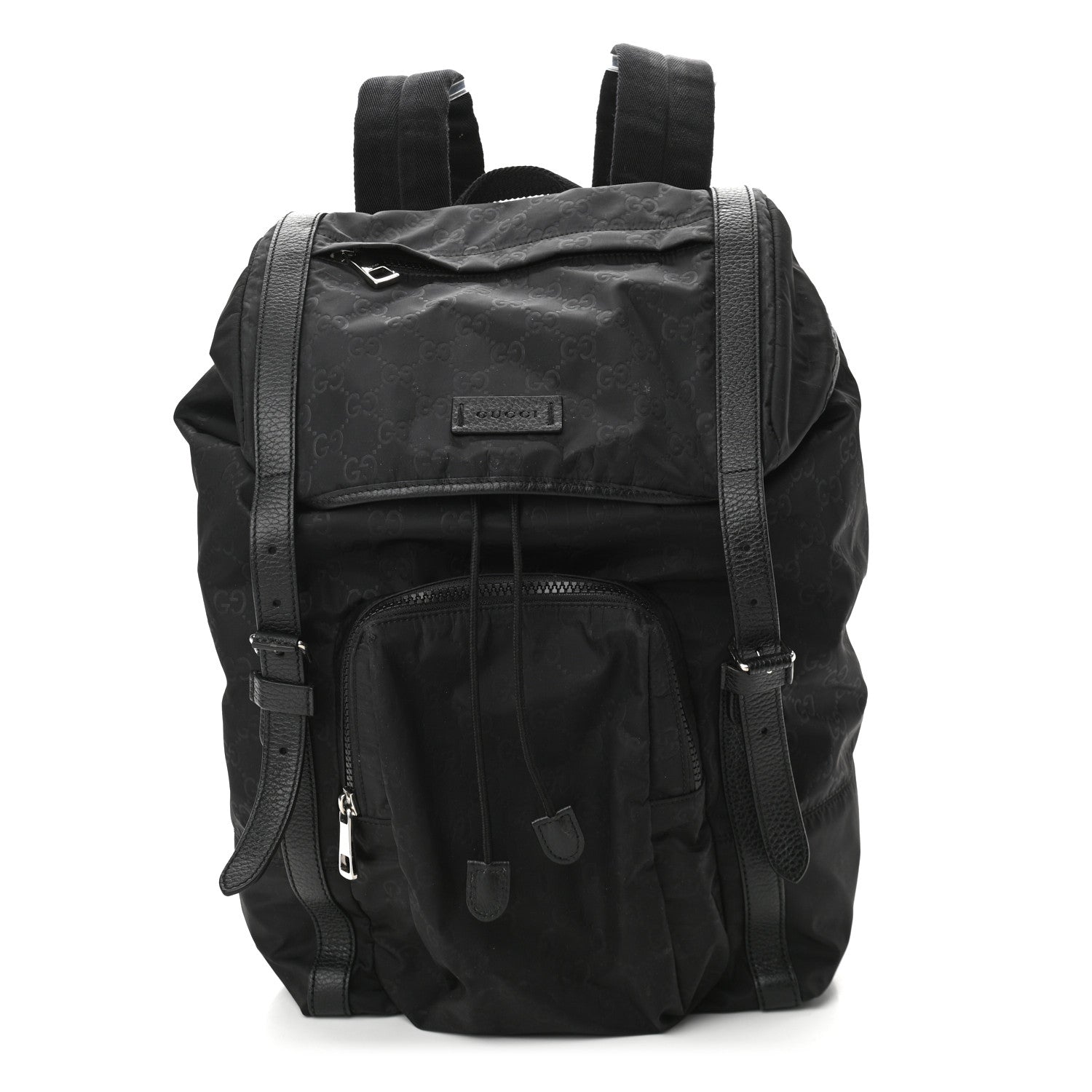 Gucci Nylon Monogram Medium Light Double Buckle Backpack Black 1 of 13