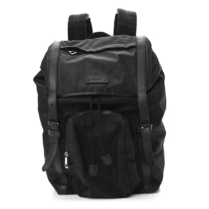 Gucci Nylon Monogram Medium Light Double Buckle Backpack Black 1 of 13