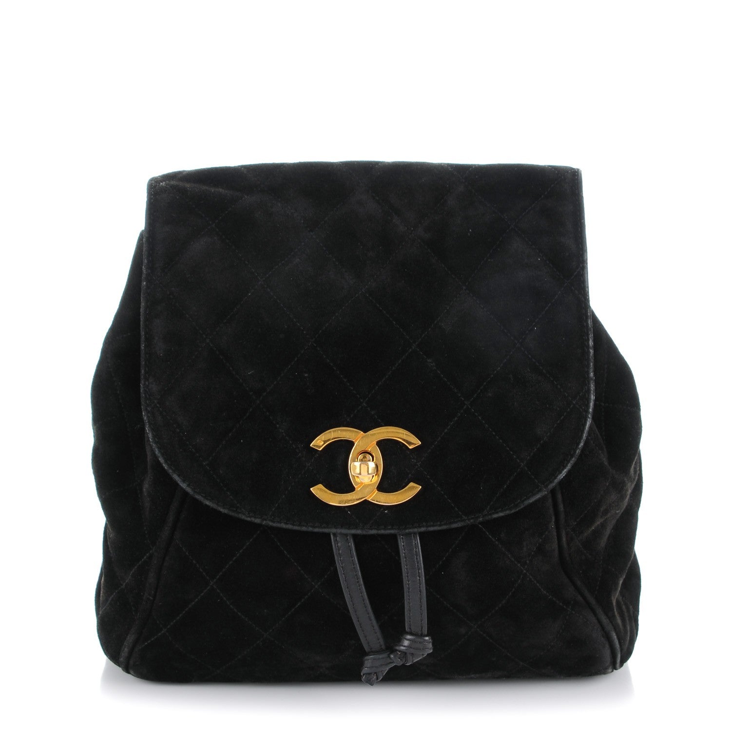 Chanel Suede Quilted Drawstring Backpack Black 1 of 11
