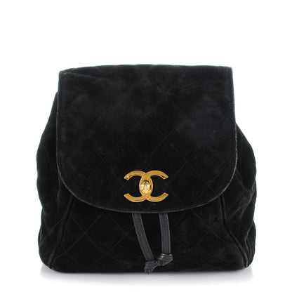 Chanel Suede Quilted Drawstring Backpack Black 1 of 11