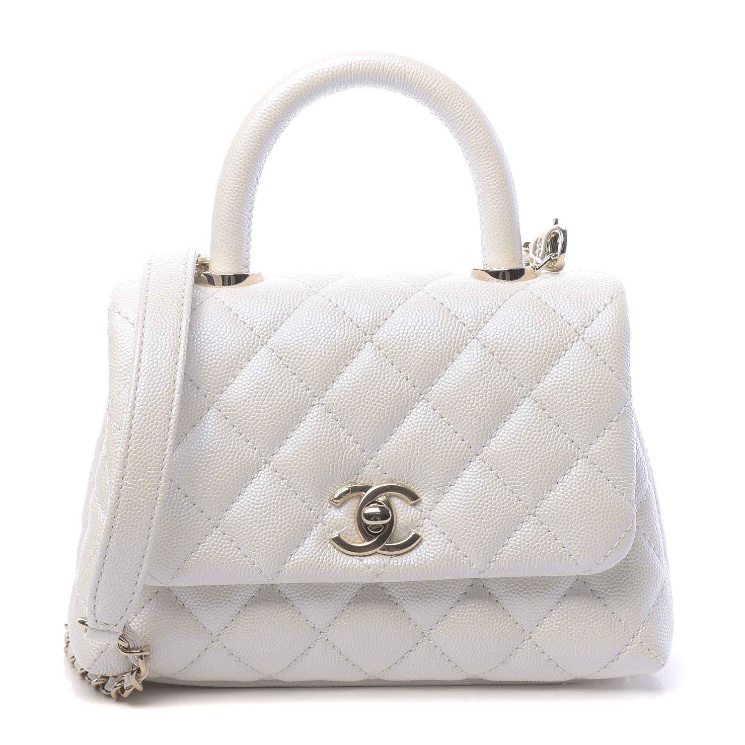 Chanel Iridescent Caviar Quilted Extra Mini Coco Handle Flap Ivory 1 of 11
