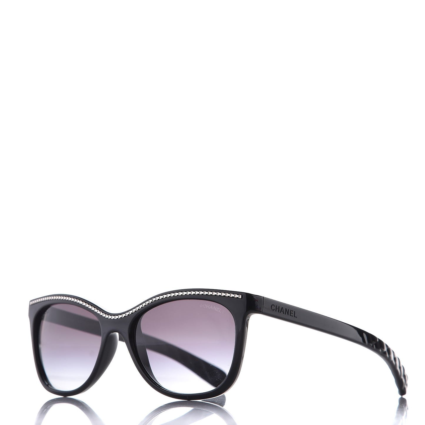 Cat Eye Chain Sunglasses 6041 Black