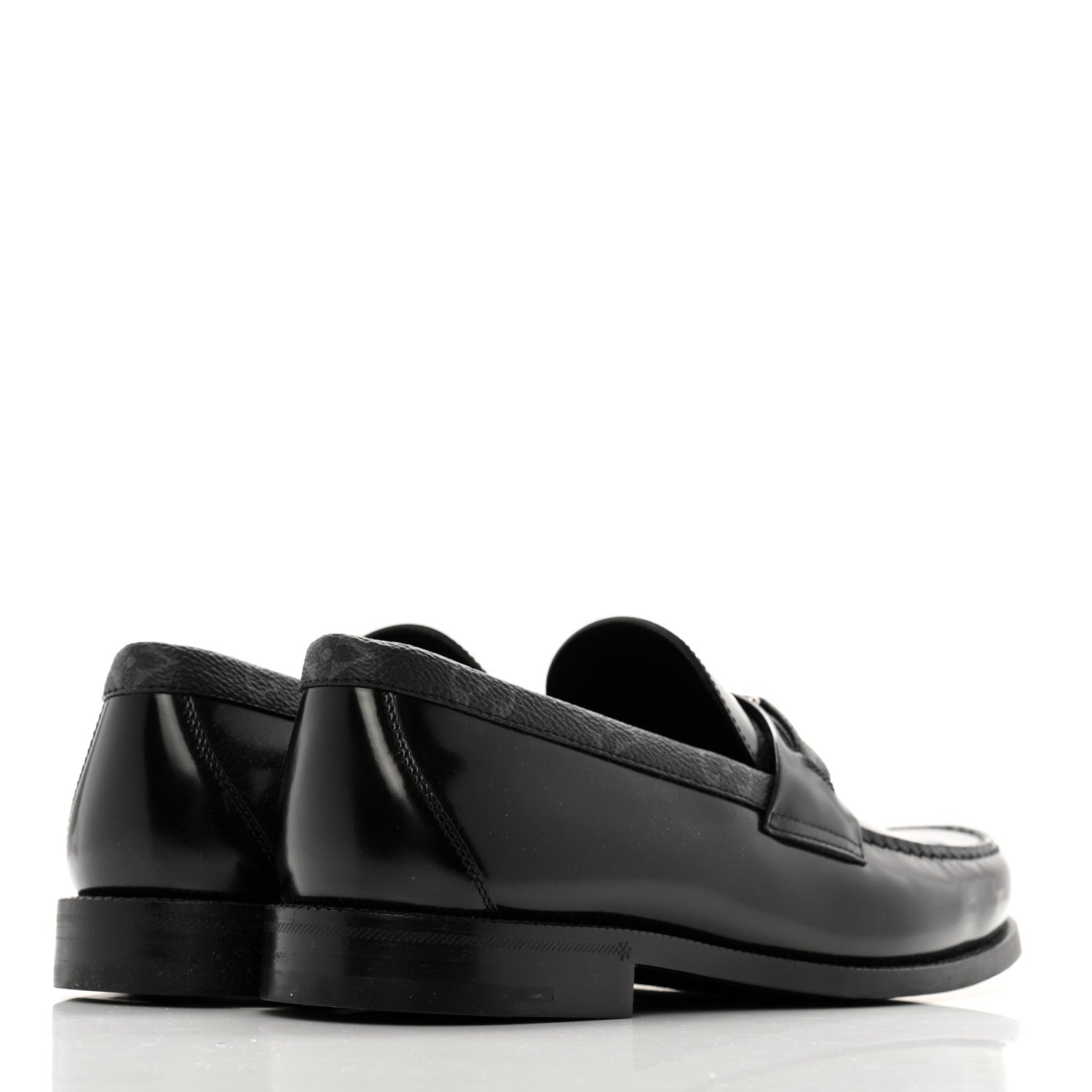 Louis Vuitton Calfskin Monogram Eclipse Mens Major Loafers 8 Black 5 of 9