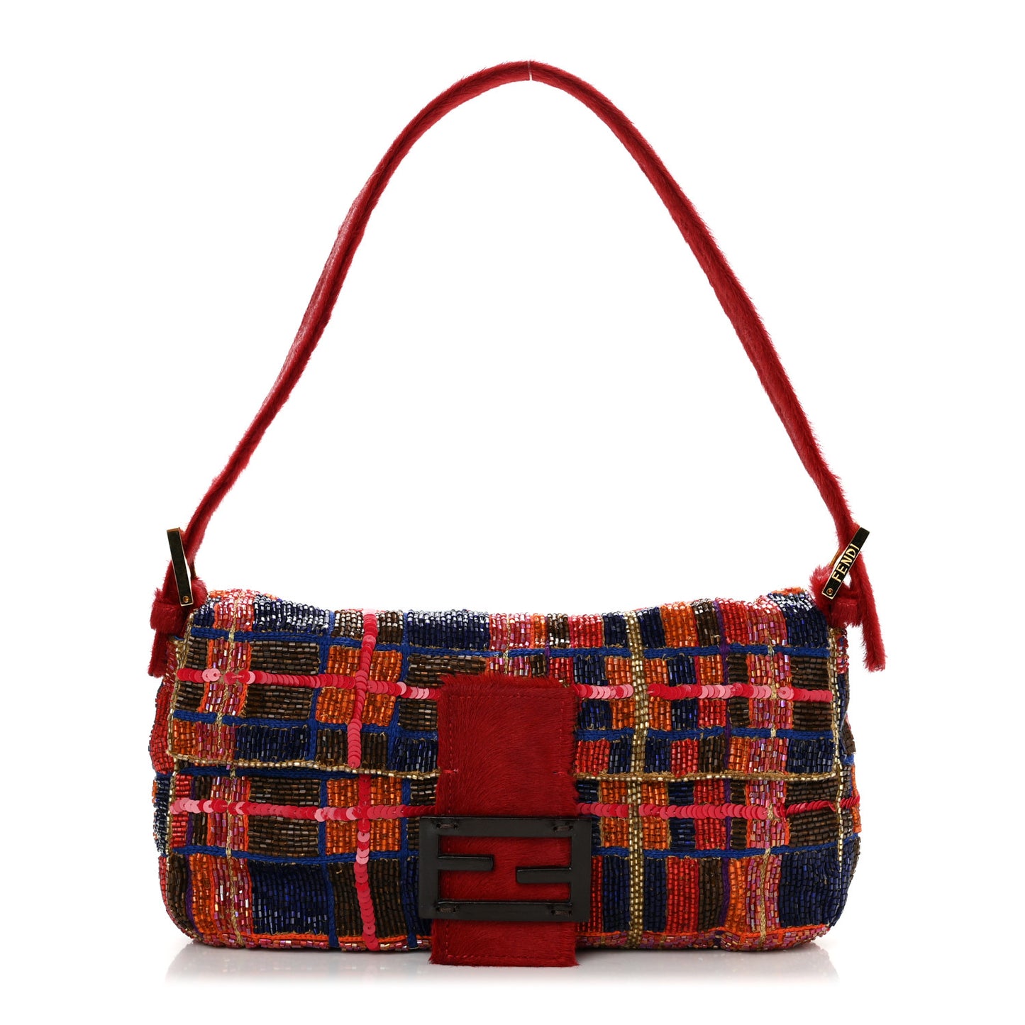 Satin Calf Hair Beaded Baguette Multicolor