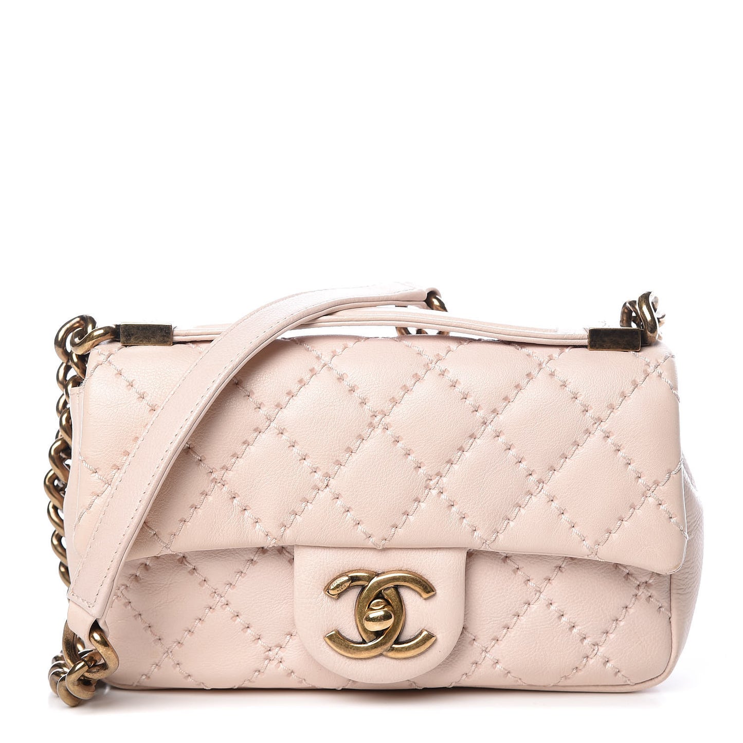 Calfskin Quilted Mini Urban Day Flap Light Pink