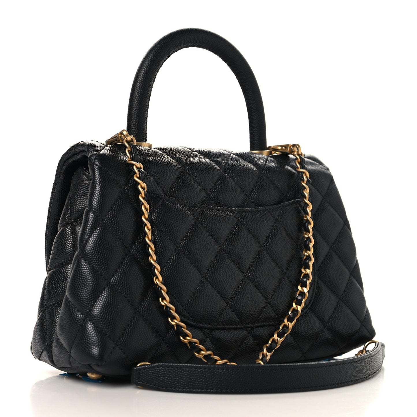 Caviar Quilted Mini Coco Handle Flap Black