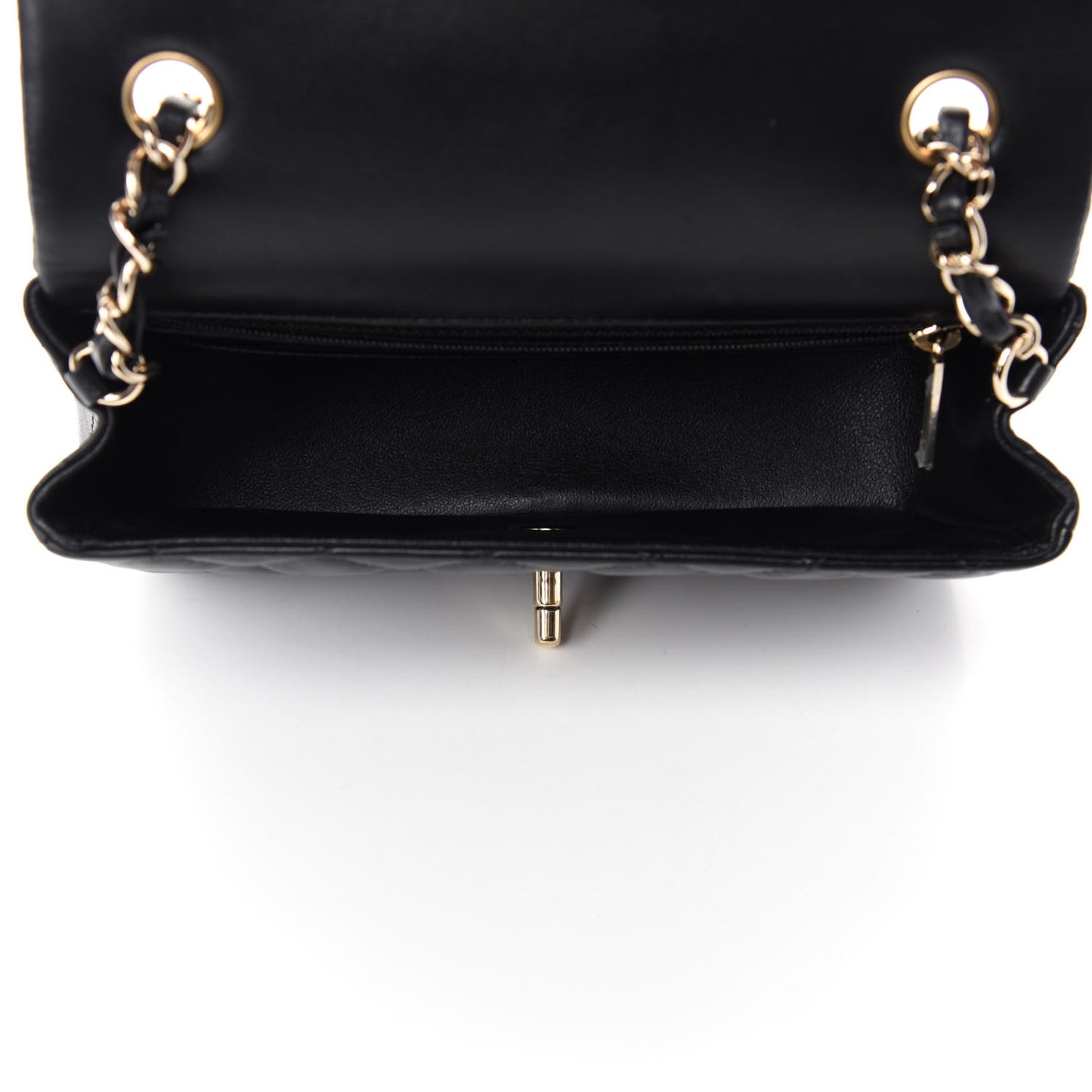 Lambskin Quilted Mini Rectangular Flap Black