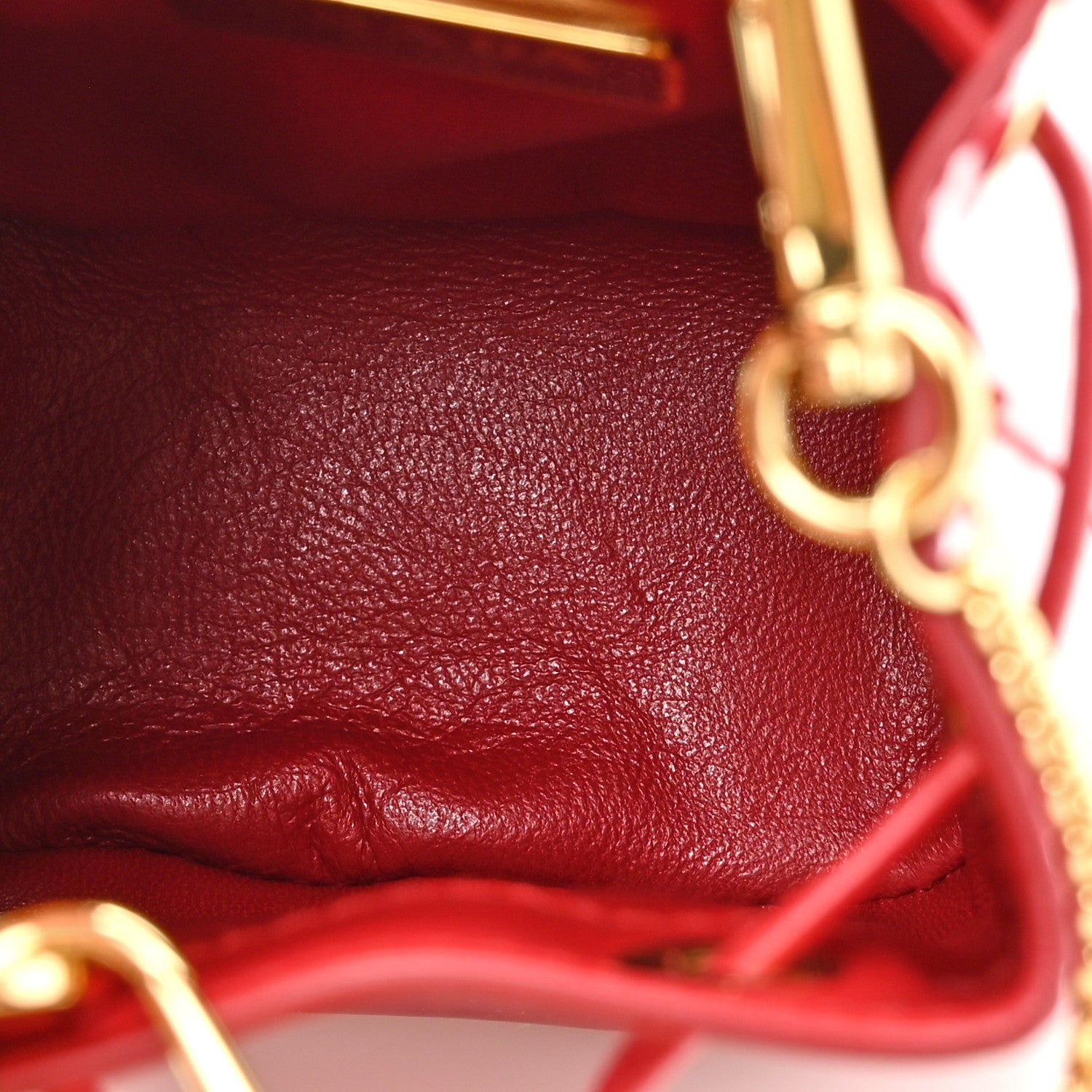 Prada Vernice Metal Triangle Logo Mini Drawcord Pouch Shoulder Bag Cherry 5 of 10
