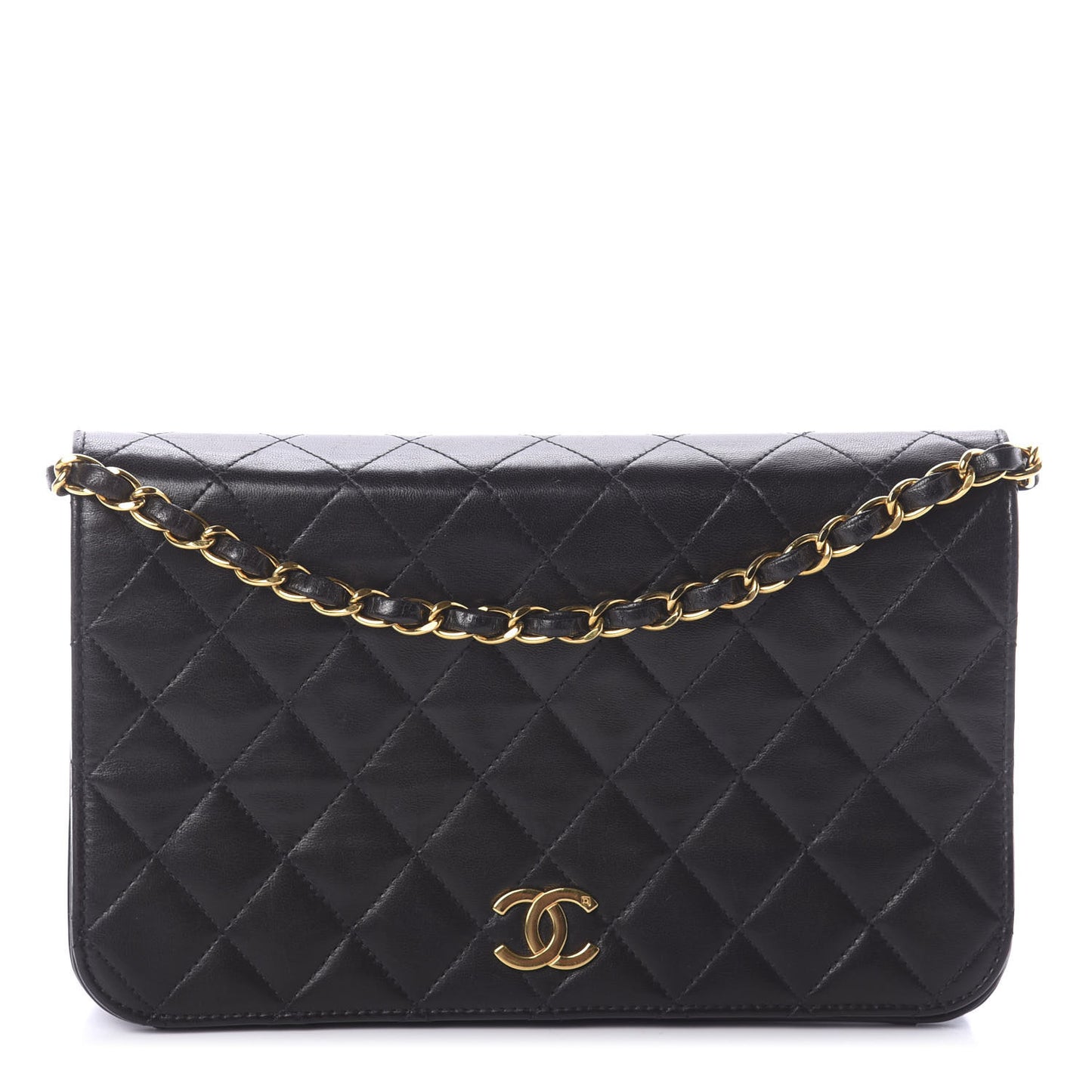 Lambskin Quilted Small Single Flap Bag Black