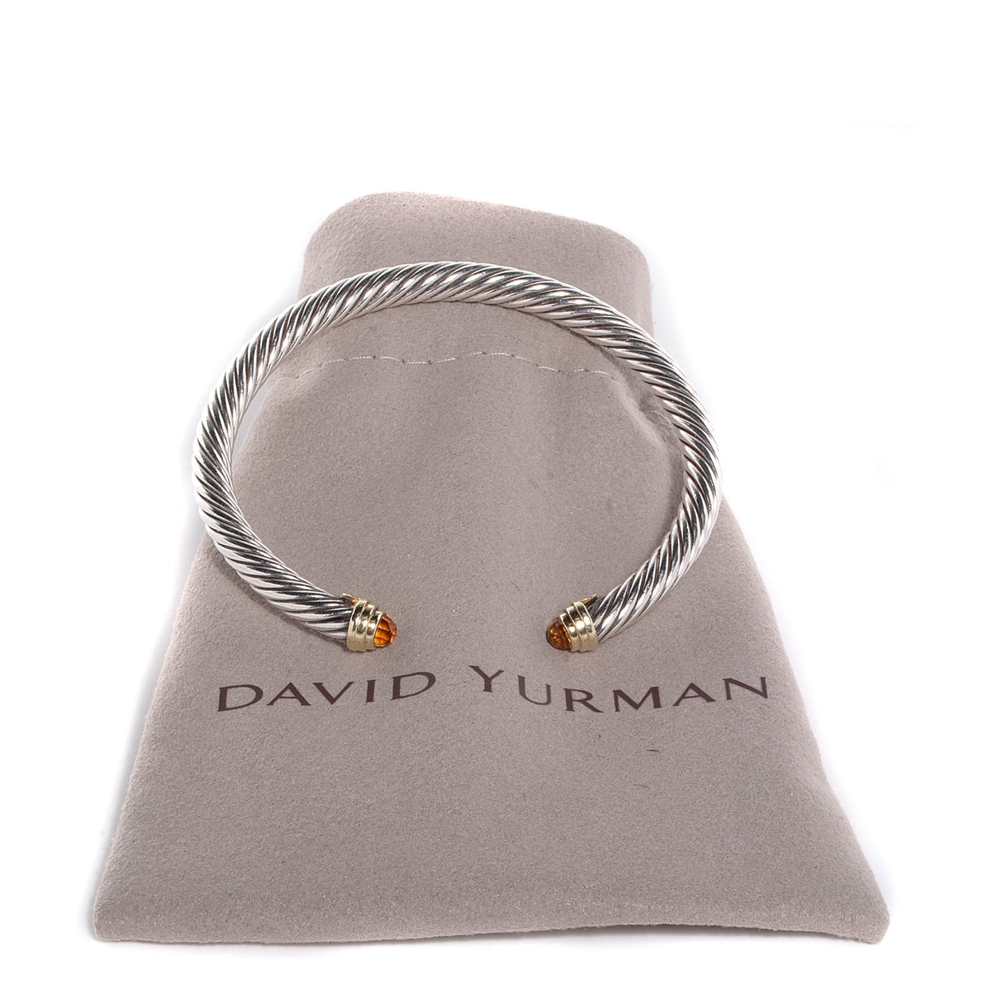 Sterling Silver 14K Yellow Gold Citrine 5mm Cable Classics Petite Color Bracelet