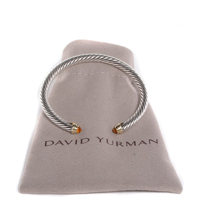 David Yurman Sterling Silver 14K Yellow Gold Citrine 5mm Cable Classics Petite Color Bracelet 6 of 6