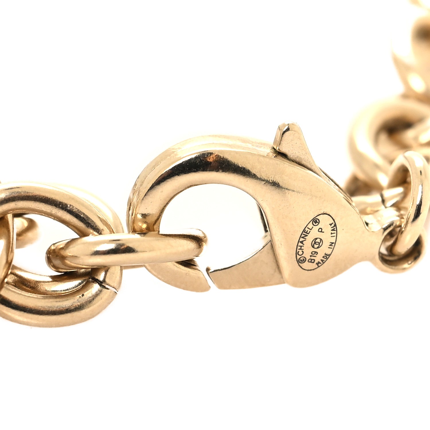 Chanel Lambskin Chain CC Logo Bracelet Gold Black 4 of 4
