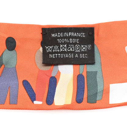 Hermes Silk Figures Libres Twilly Orange Vert Jaune 3 of 3