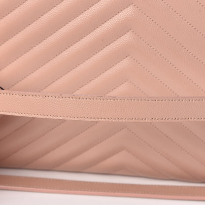 Saint Laurent Grain De Poudre Matelasse Chevron Large Monogram Satchel Pale Pink 14 of 16