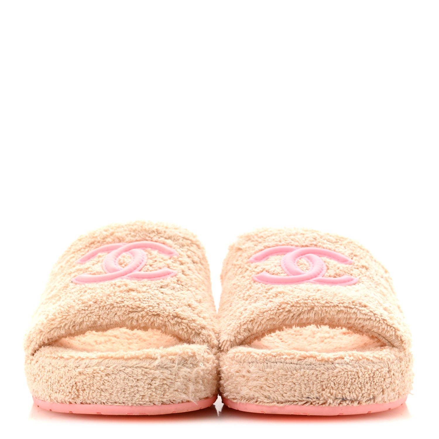 Chanel Terry Cloth CC Wedge Sandals 38 Pink 3 of 9