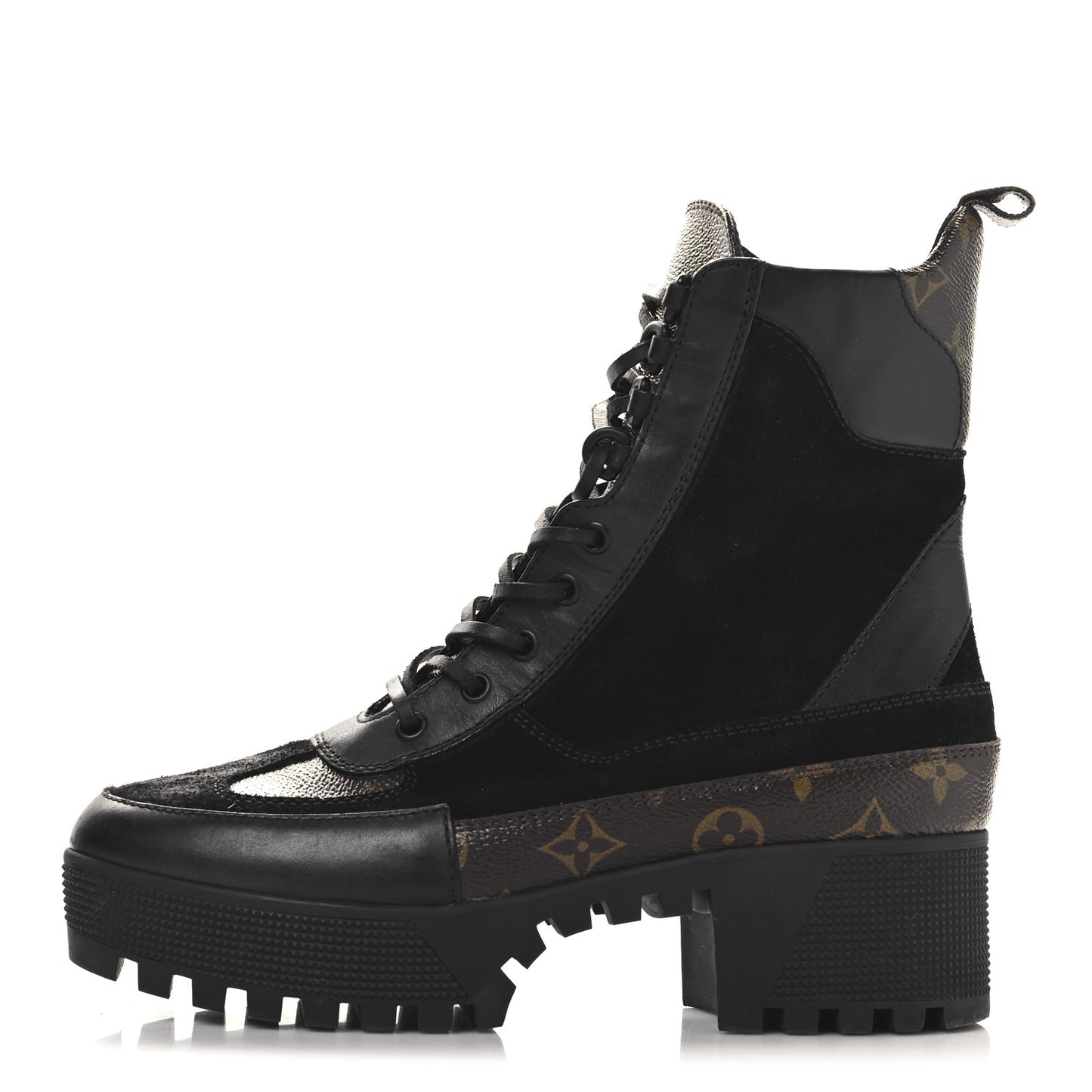 Suede Calfskin Monogram Laureate Platform Desert Boots 40 Black