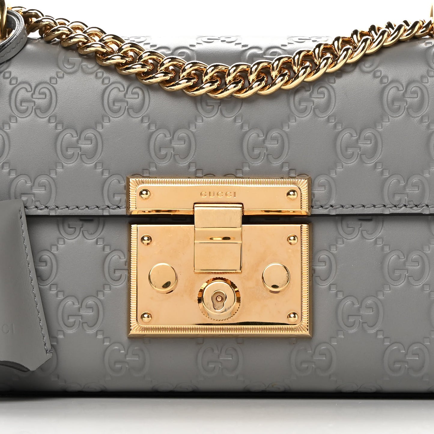 Guccissima Small Padlock Shoulder Bag Grey
