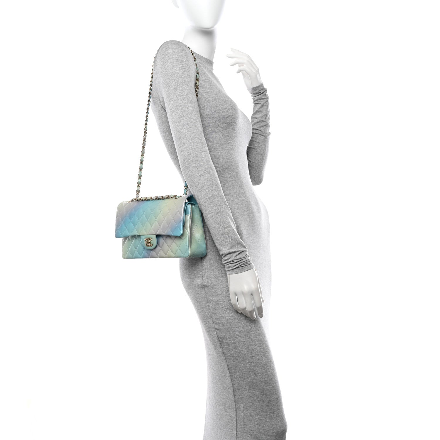 Chanel Lambskin Quilted Tie Dye Ombre Medium Double Flap Blue Multicolor 2 of 13