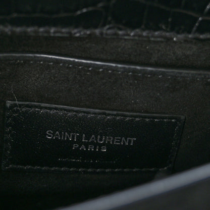 Saint Laurent Calfskin Crocodile Embossed Medium Monogram Sunset Black 6 of 8