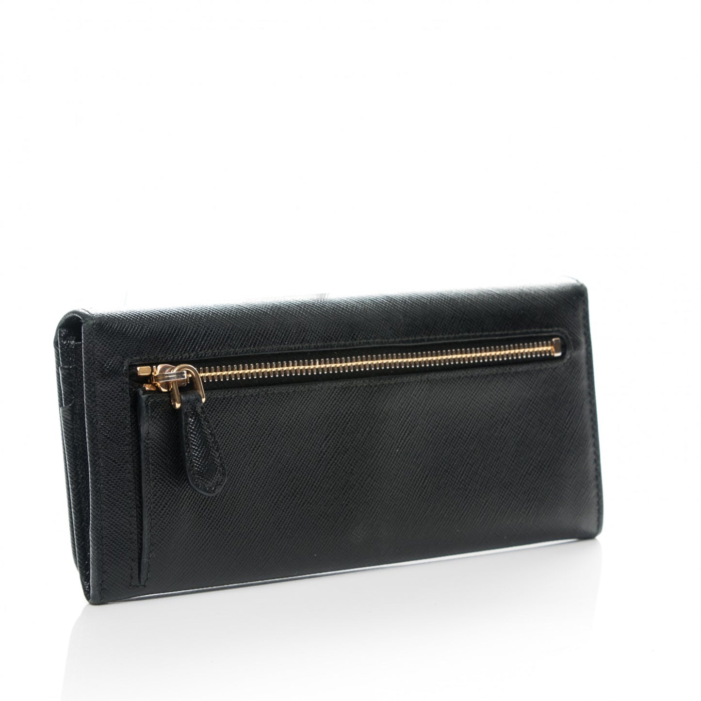 Saffiano Metal Continental Flap Wallet Nero Black