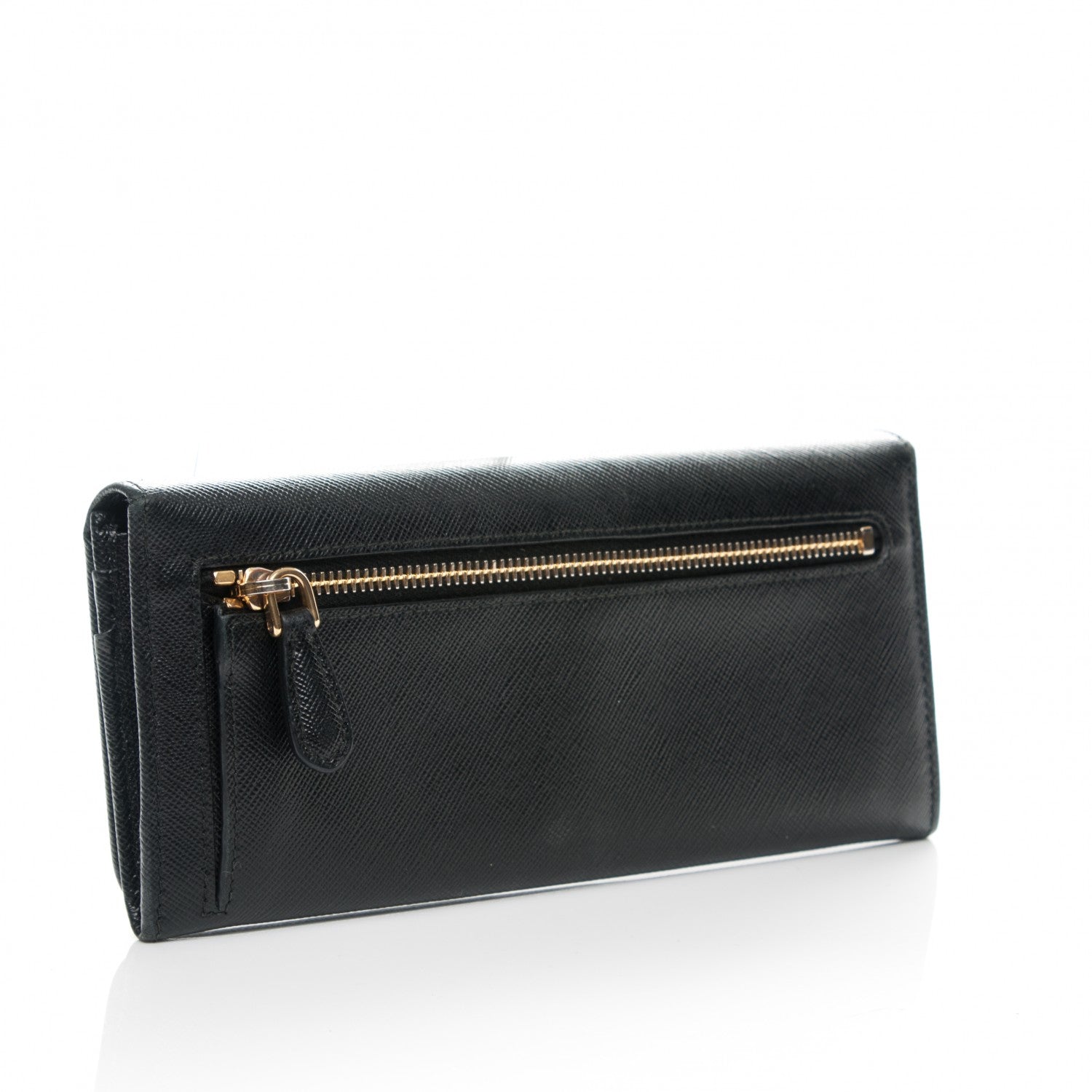 Prada Saffiano Metal Continental Flap Wallet Nero Black 3 of 7