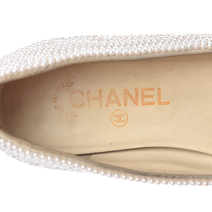 Chanel Pearl Sequin Cap Toe Ballerina Flats 39 White Black 9 of 12